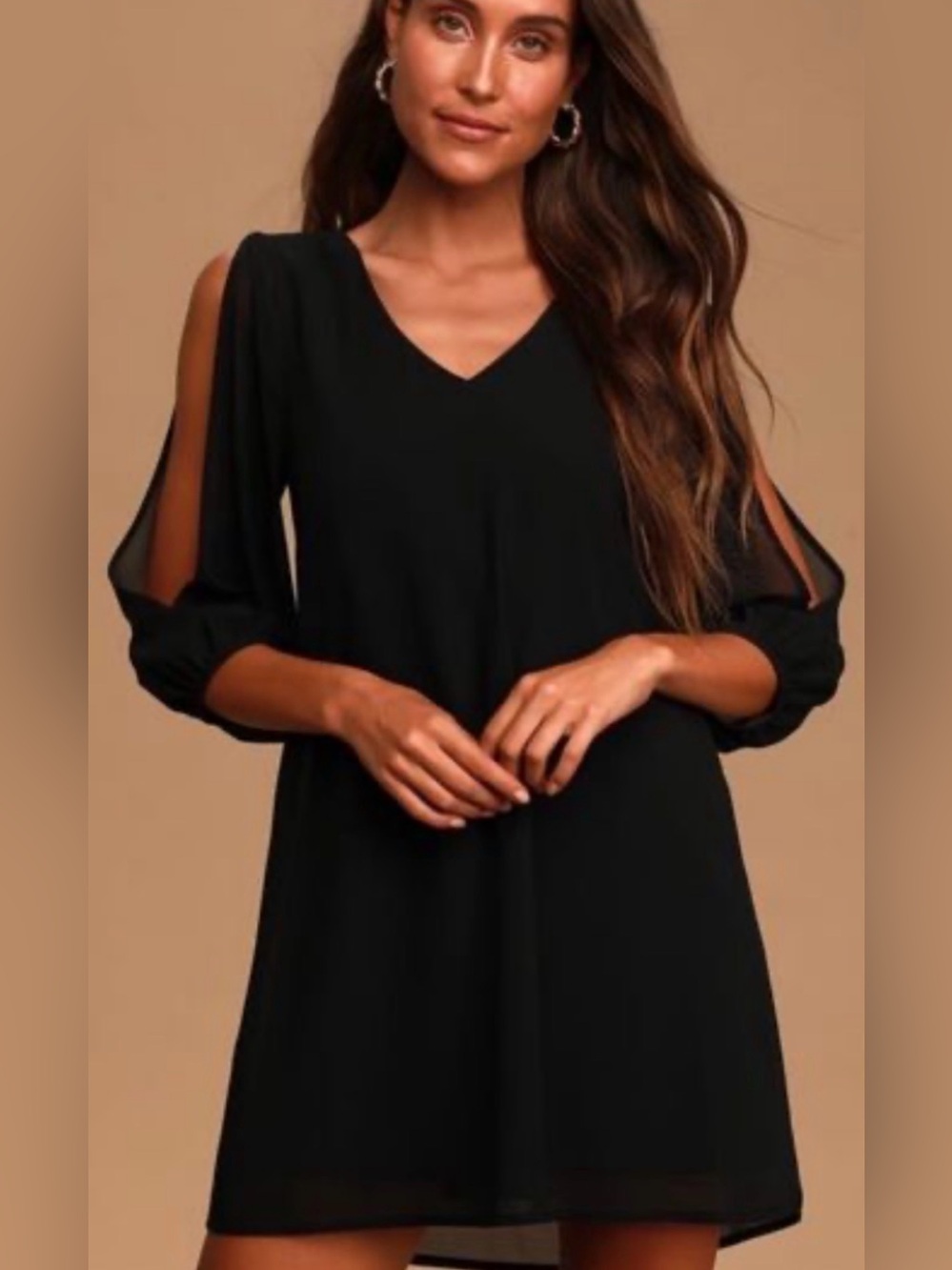 LuLus shift Black Long Sleeve Dress Sz